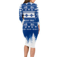 Finland Christmas Hannunvaakuna Tattoo Long Sleeve Bodycon Dress Hyvaa Joulua - Flag Color - Wonder Print Shop
