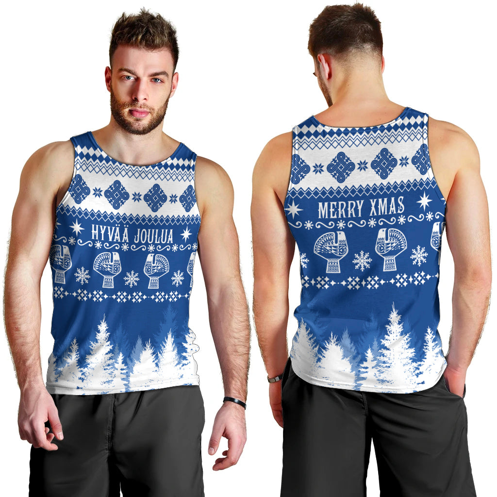Finland Christmas Hannunvaakuna Tattoo Men Tank Top Hyvaa Joulua - Flag Color - Wonder Print Shop