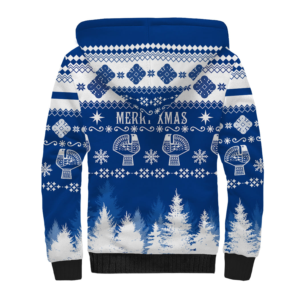 Finland Christmas Hannunvaakuna Tattoo Sherpa Hoodie Hyvaa Joulua - Flag Color - Wonder Print Shop