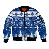 Finland Christmas Hannunvaakuna Tattoo Sleeve Zip Bomber Jacket Hyvaa Joulua - Flag Color - Wonder Print Shop
