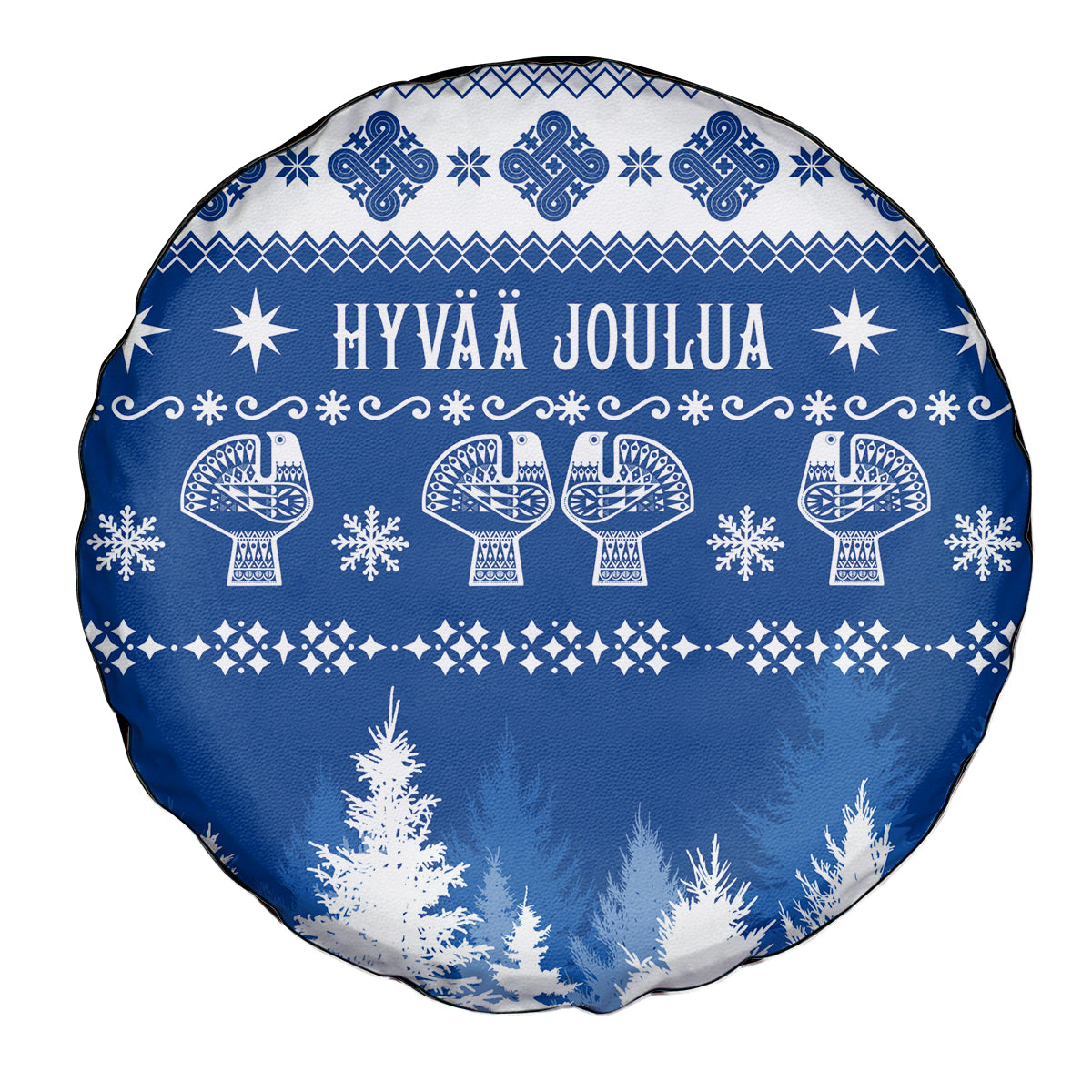 Finland Christmas Hannunvaakuna Tattoo Spare Tire Cover Hyvaa Joulua - Flag Color - Wonder Print Shop