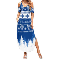 Finland Christmas Hannunvaakuna Tattoo Summer Maxi Dress Hyvaa Joulua - Flag Color - Wonder Print Shop