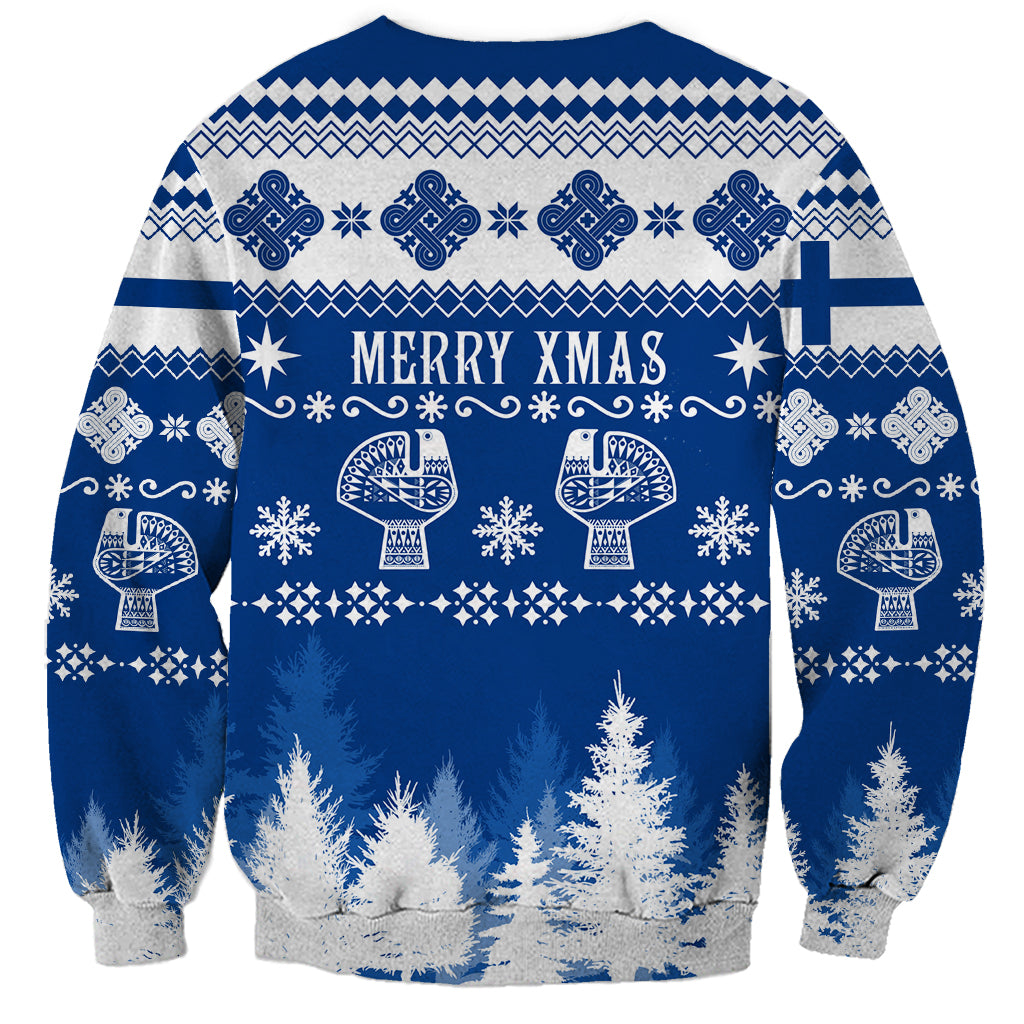 Finland Christmas Hannunvaakuna Tattoo Sweatshirt Hyvaa Joulua - Flag Color - Wonder Print Shop