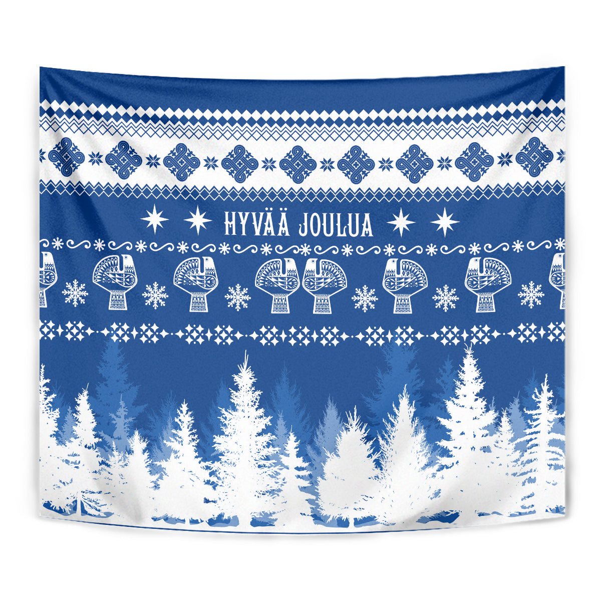 Finland Christmas Hannunvaakuna Tattoo Tapestry Hyvaa Joulua - Flag Color - Wonder Print Shop