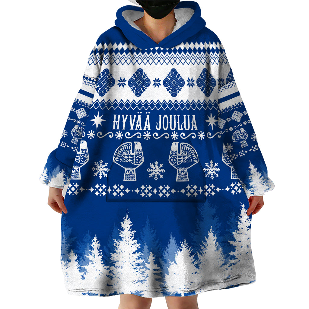 Finland Christmas Hannunvaakuna Tattoo Wearable Blanket Hoodie Hyvaa Joulua - Flag Color - Wonder Print Shop