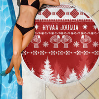 Finland Christmas Hannunvaakuna Tattoo Beach Blanket Hyvaa Joulua - Red LT7 - Wonder Print Shop