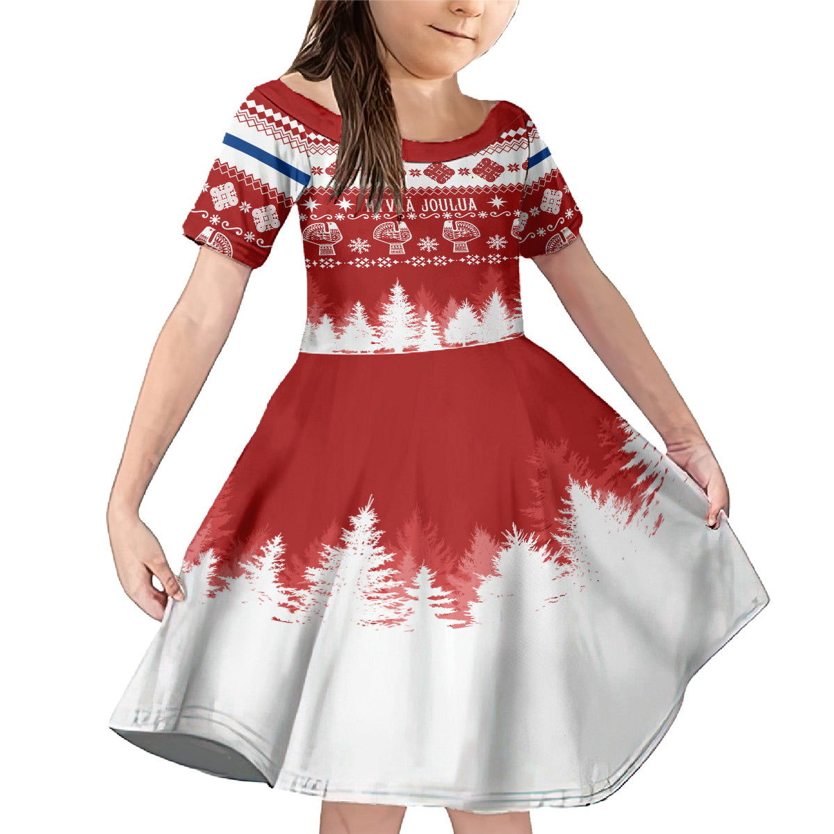 Finland Christmas Hannunvaakuna Tattoo Family Matching Mermaid Dress and Hawaiian Shirt Hyvaa Joulua - Red LT7 - Wonder Print Shop
