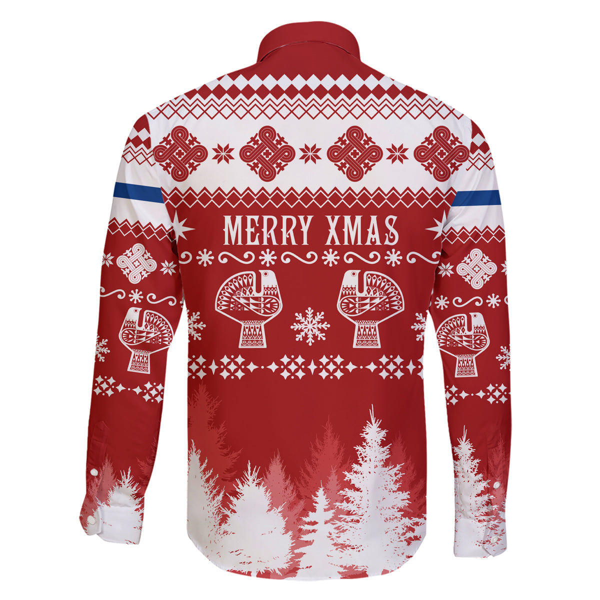 Finland Christmas Hannunvaakuna Tattoo Family Matching Short Sleeve Bodycon Dress and Hawaiian Shirt Hyvaa Joulua - Red - Wonder Print Shop