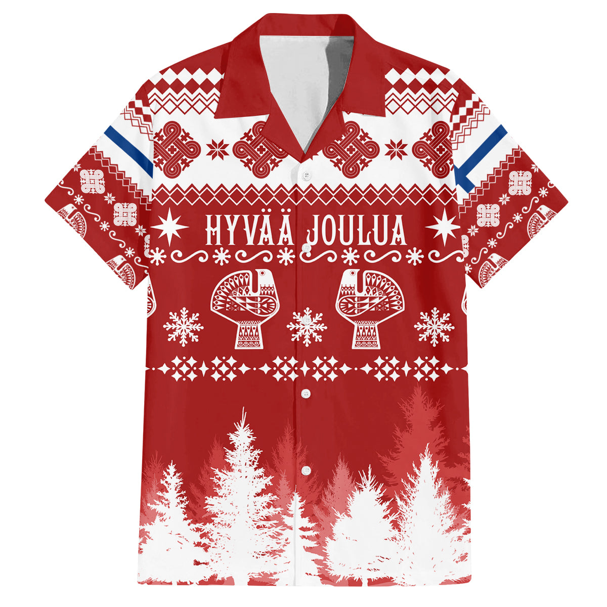 Finland Christmas Hannunvaakuna Tattoo Family Matching Tank Maxi Dress and Hawaiian Shirt Hyvaa Joulua - Red - Wonder Print Shop