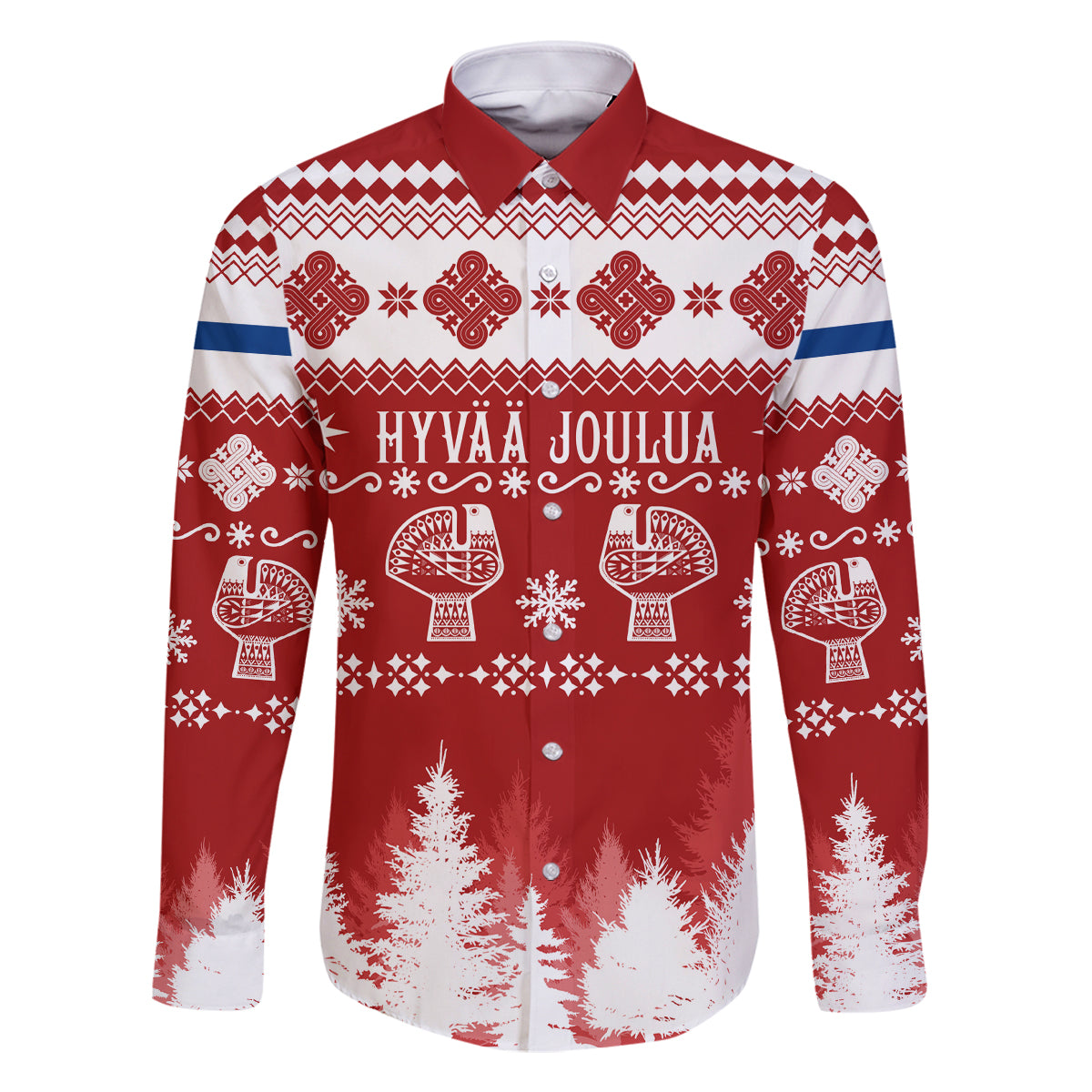 Finland Christmas Hannunvaakuna Tattoo Family Matching Tank Maxi Dress and Hawaiian Shirt Hyvaa Joulua - Red - Wonder Print Shop