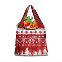 Finland Christmas Hannunvaakuna Tattoo Grocery Bag Hyvaa Joulua - Red
