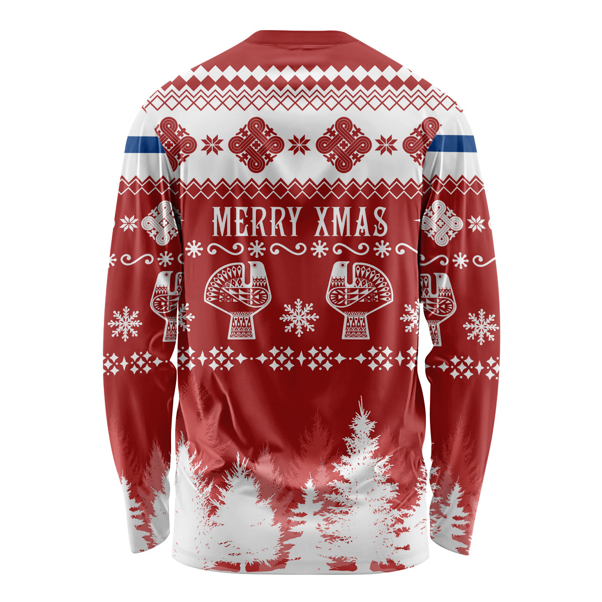 Finland Christmas Hannunvaakuna Tattoo Long Sleeve Shirt Hyvaa Joulua - Red - Wonder Print Shop