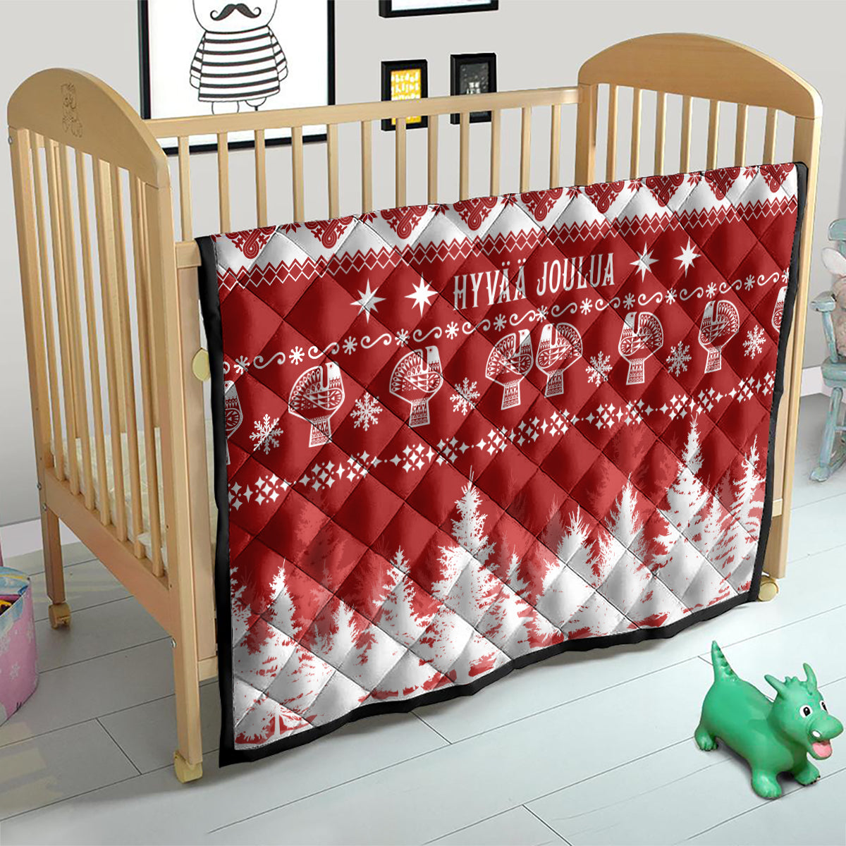 Finland Christmas Hannunvaakuna Tattoo Quilt Hyvaa Joulua - Red - Wonder Print Shop
