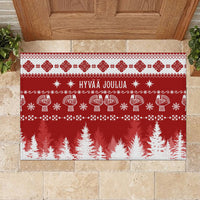 Finland Christmas Hannunvaakuna Tattoo Rubber Doormat Hyvaa Joulua - Red - Wonder Print Shop
