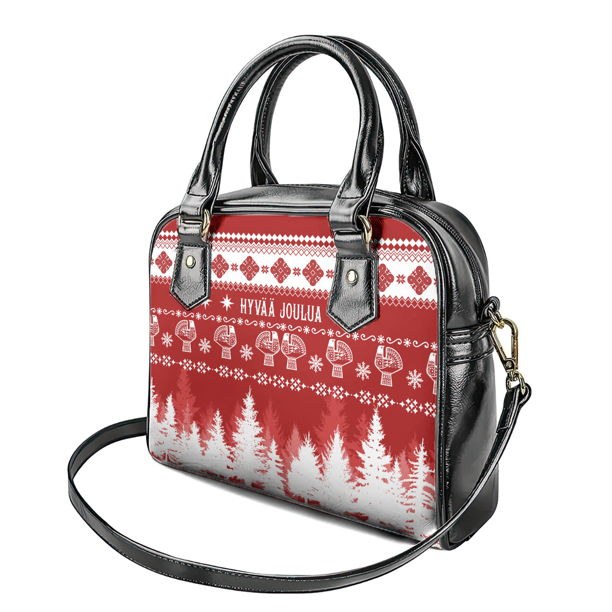 finland-christmas-hannunvaakuna-tattoo-shoulder-handbag-hyvaa-joulua-red
