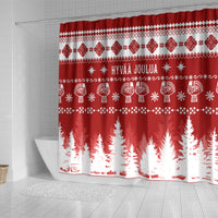 finland-christmas-hannunvaakuna-tattoo-shower-curtain-hyvaa-joulua-red