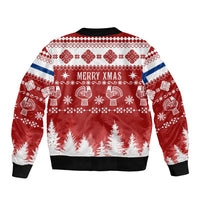 Finland Christmas Hannunvaakuna Tattoo Sleeve Zip Bomber Jacket Hyvaa Joulua - Red - Wonder Print Shop