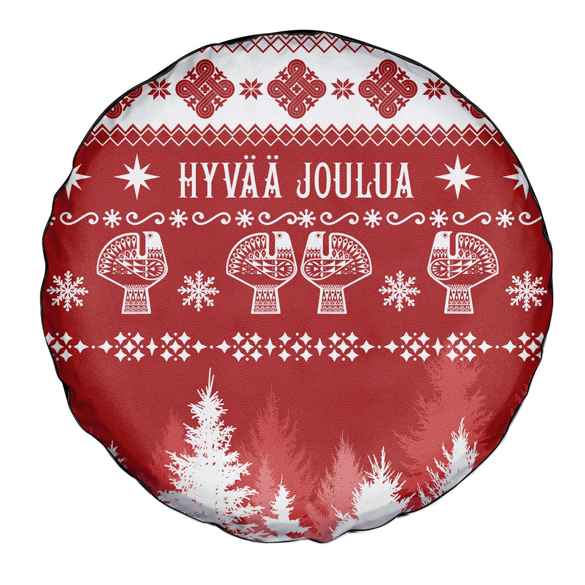 Finland Christmas Hannunvaakuna Tattoo Spare Tire Cover Hyvaa Joulua - Red - Wonder Print Shop