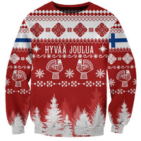 Finland Christmas Hannunvaakuna Tattoo Sweatshirt Hyvaa Joulua - Red - Wonder Print Shop