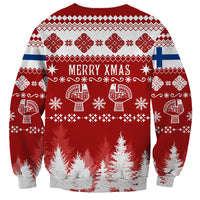 Finland Christmas Hannunvaakuna Tattoo Sweatshirt Hyvaa Joulua - Red - Wonder Print Shop
