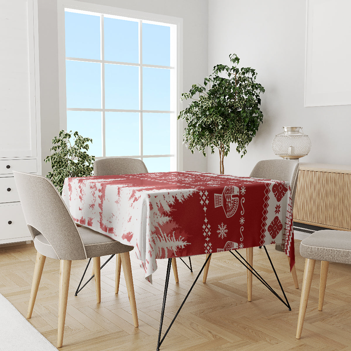 Finland Christmas Hannunvaakuna Tattoo Tablecloth Hyvaa Joulua - Red - Wonder Print Shop