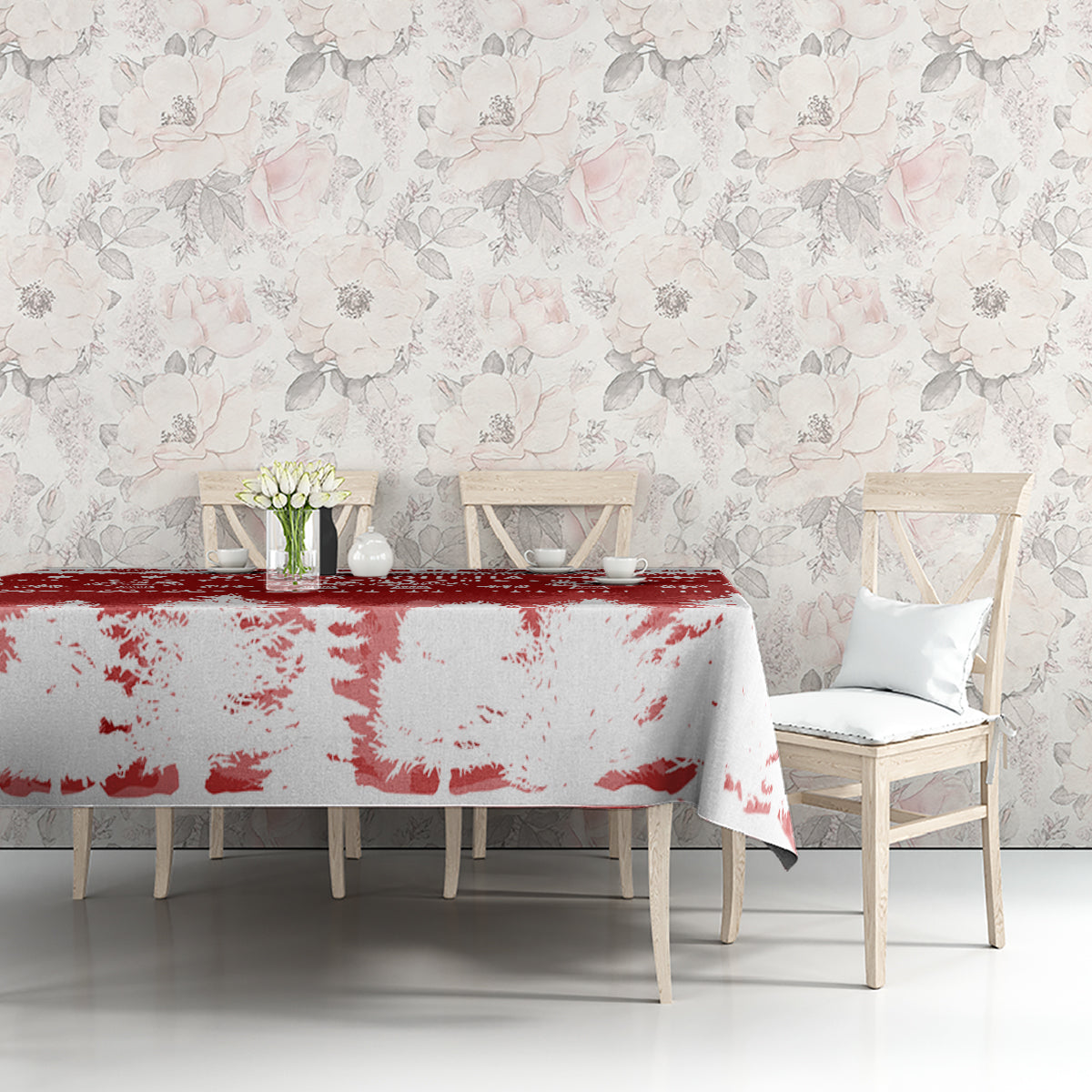 Finland Christmas Hannunvaakuna Tattoo Tablecloth Hyvaa Joulua - Red - Wonder Print Shop