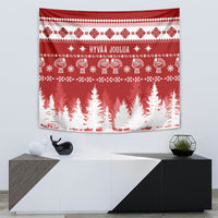 Finland Christmas Hannunvaakuna Tattoo Tapestry Hyvaa Joulua - Red - Wonder Print Shop