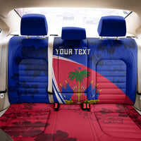 Personalised Haiti Independence Anniversary Back Car Seat Cover Mix Hibiscus - Flag Color LT7 - Wonder Print Shop