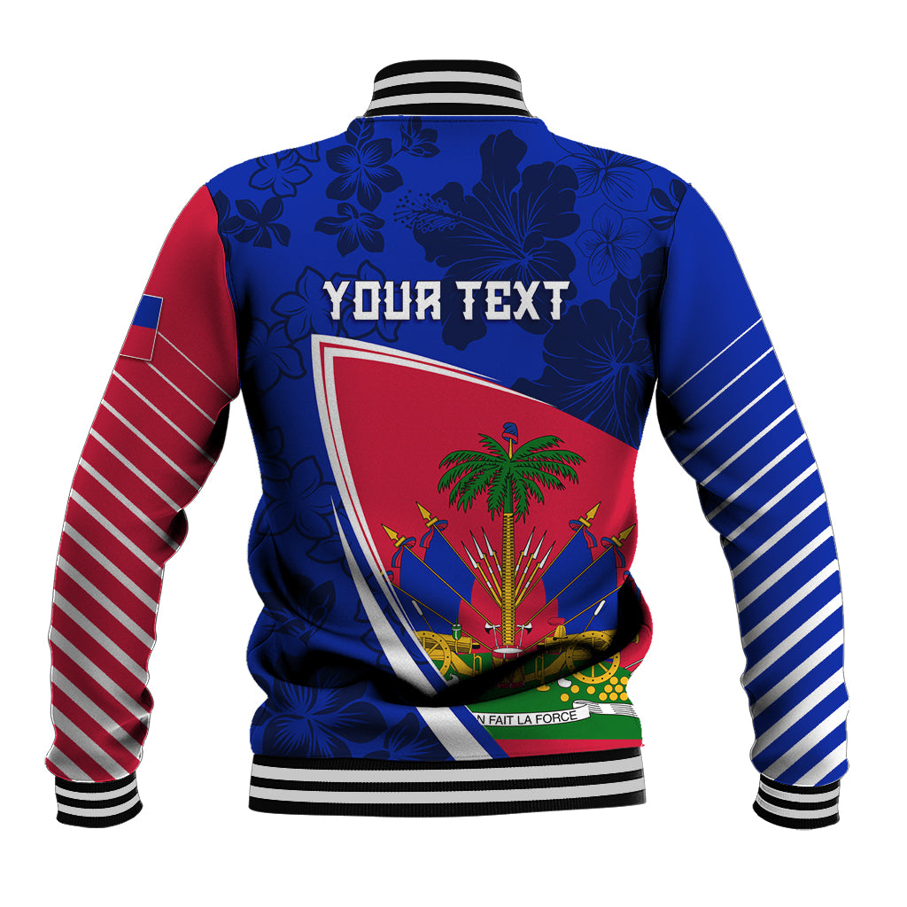 Personalised Haiti Independence Anniversary Baseball Jacket Mix Hibiscus - Flag Color LT7 - Wonder Print Shop