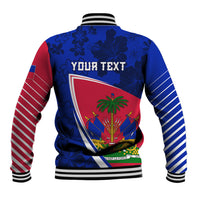 Personalised Haiti Independence Anniversary Baseball Jacket Mix Hibiscus - Flag Color LT7 - Wonder Print Shop