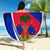 Personalised Haiti Independence Anniversary Beach Blanket Mix Hibiscus - Flag Color LT7 - Wonder Print Shop