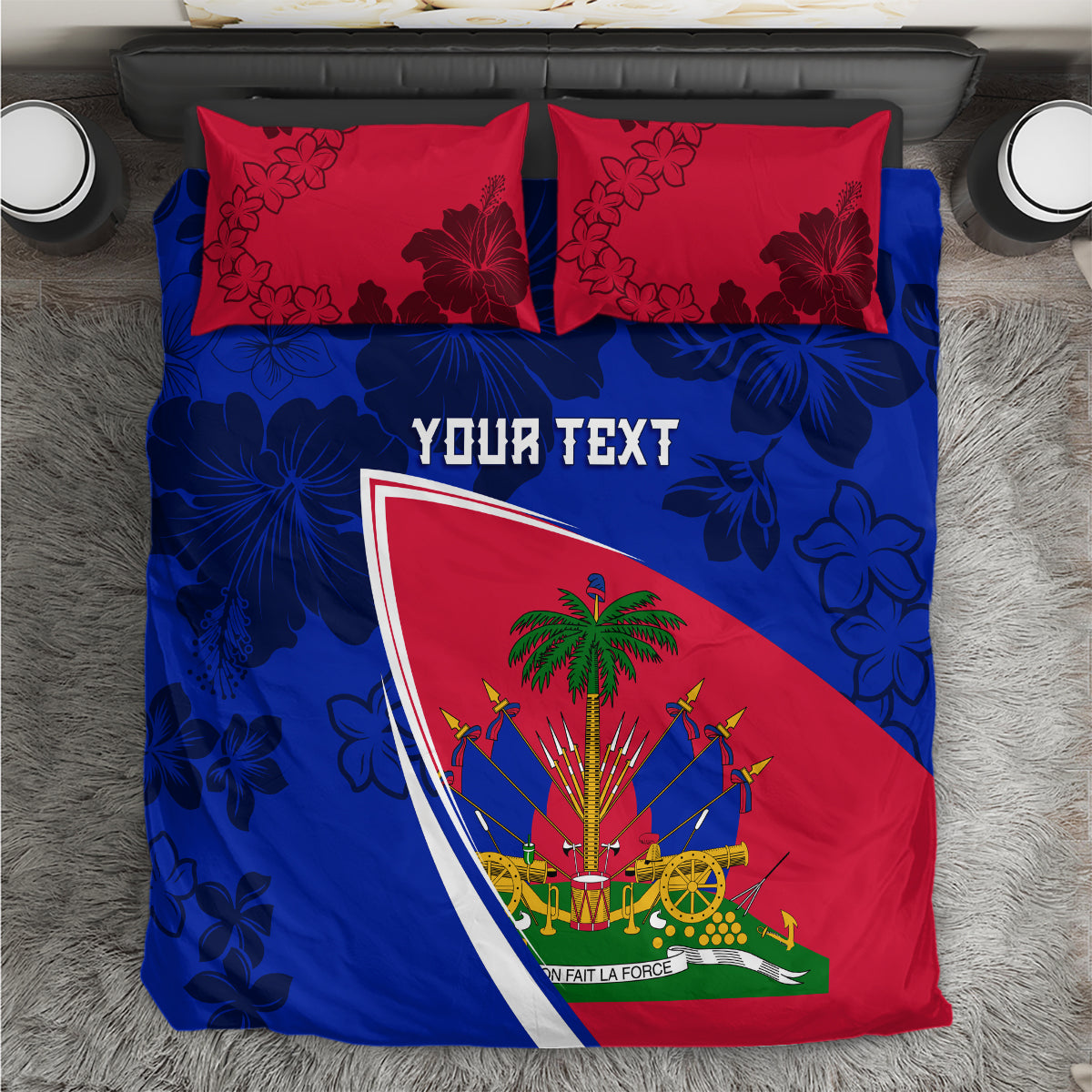 Personalised Haiti Independence Anniversary Bedding Set Mix Hibiscus - Flag Color LT7 - Wonder Print Shop