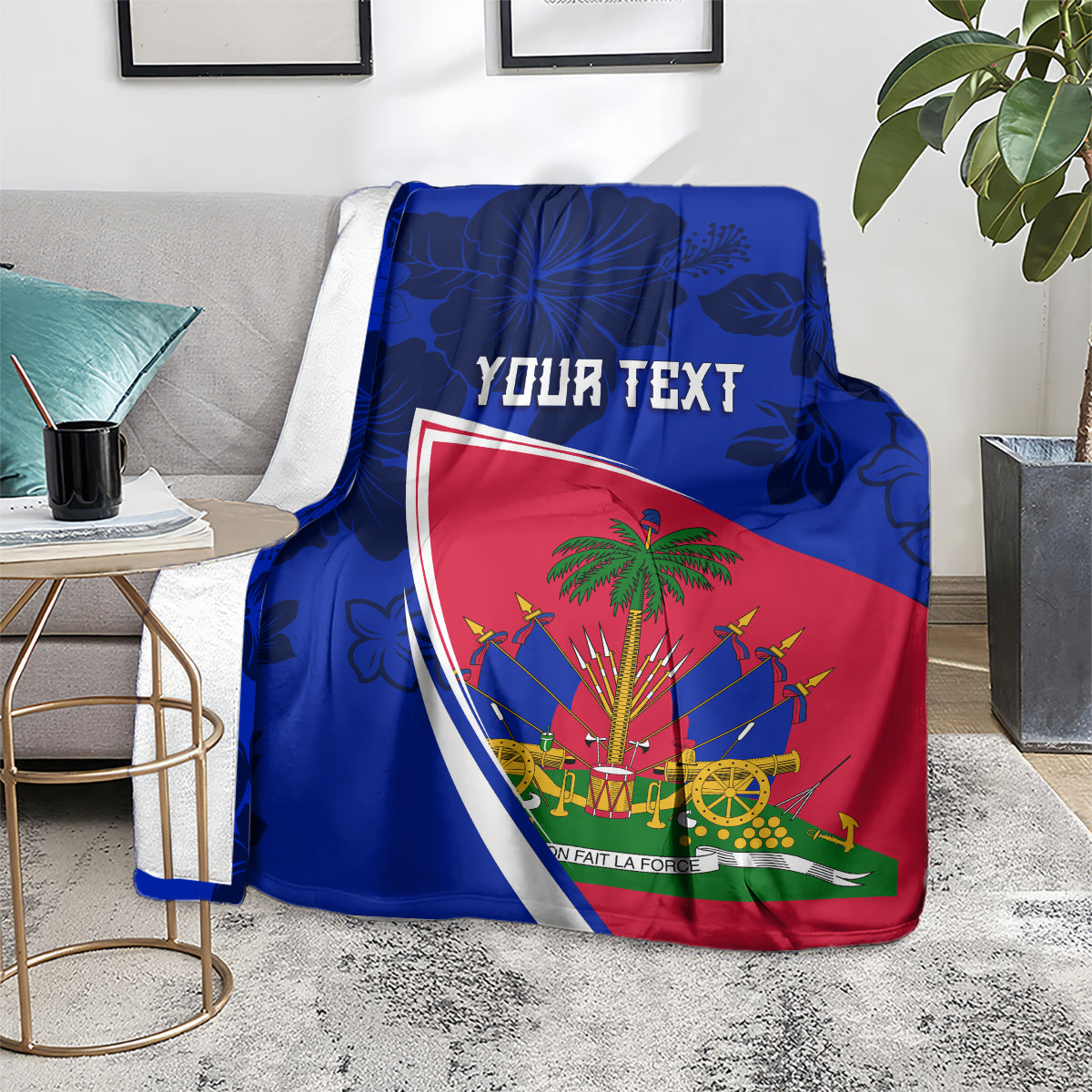 personalised-haiti-independence-anniversary-blanket-mix-hibiscus-flag-color