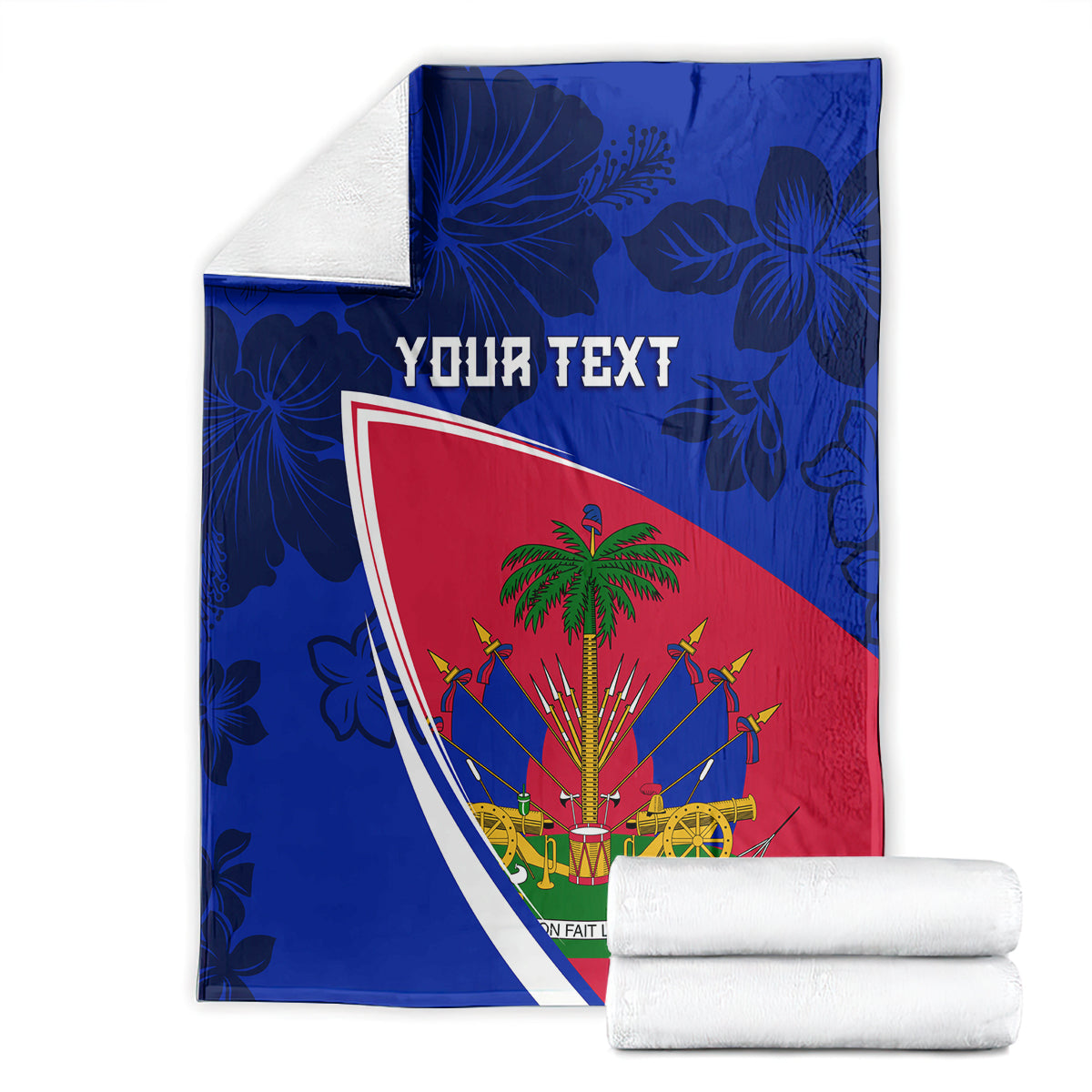 personalised-haiti-independence-anniversary-blanket-mix-hibiscus-flag-color