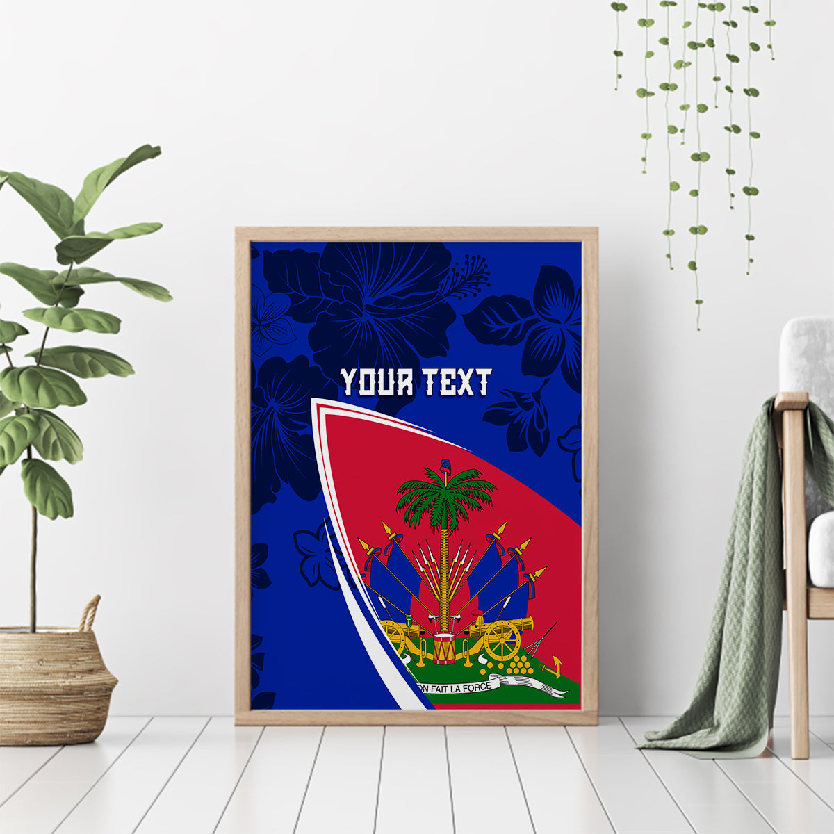 Personalised Haiti Independence Anniversary Canvas Wall Art Mix Hibiscus - Flag Color LT7 - Wonder Print Shop