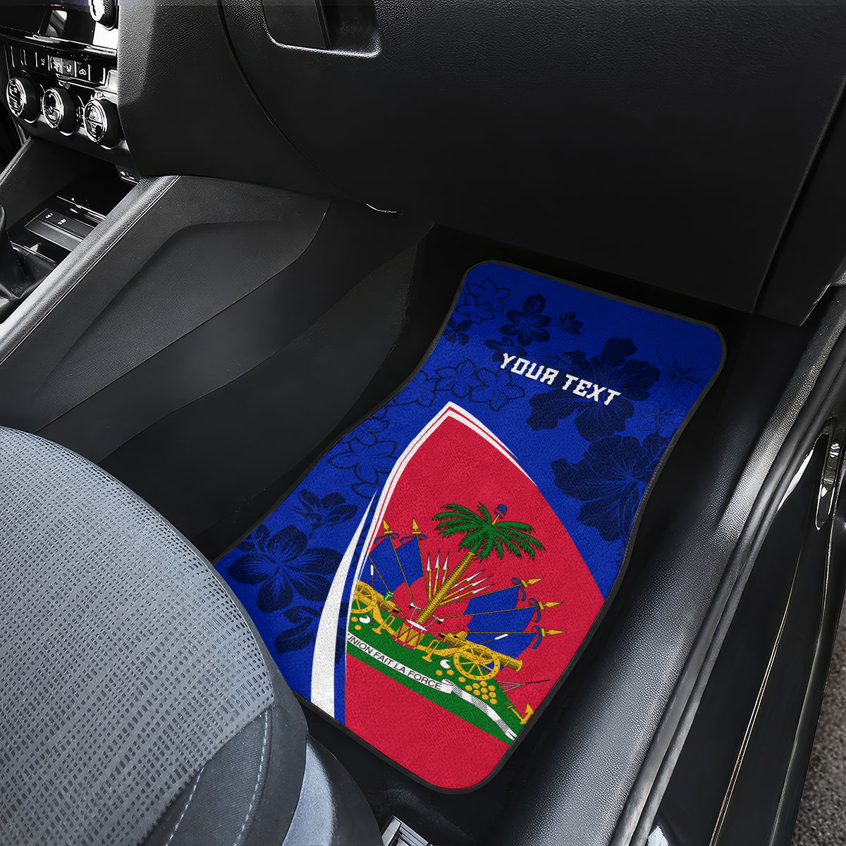 Personalised Haiti Independence Anniversary Car Mats Mix Hibiscus - Flag Color LT7 - Wonder Print Shop