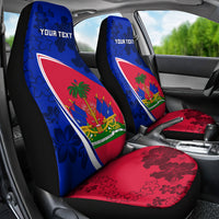 Personalised Haiti Independence Anniversary Car Seat Cover Mix Hibiscus - Flag Color LT7 - Wonder Print Shop