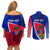 personalised-haiti-independence-anniversary-couples-matching-off-shoulder-short-dress-and-long-sleeve-button-shirt-mix-hibiscus-flag-color
