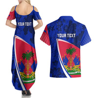 Personalised Haiti Independence Anniversary Couples Matching Summer Maxi Dress and Hawaiian Shirt Mix Hibiscus - Flag Color LT7 - Wonder Print Shop