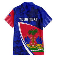 Personalised Haiti Independence Anniversary Family Matching Long Sleeve Bodycon Dress and Hawaiian Shirt Mix Hibiscus - Flag Color LT7 - Wonder Print Shop