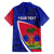 Personalised Haiti Independence Anniversary Family Matching Off Shoulder Long Sleeve Dress and Hawaiian Shirt Mix Hibiscus - Flag Color - Wonder Print Shop