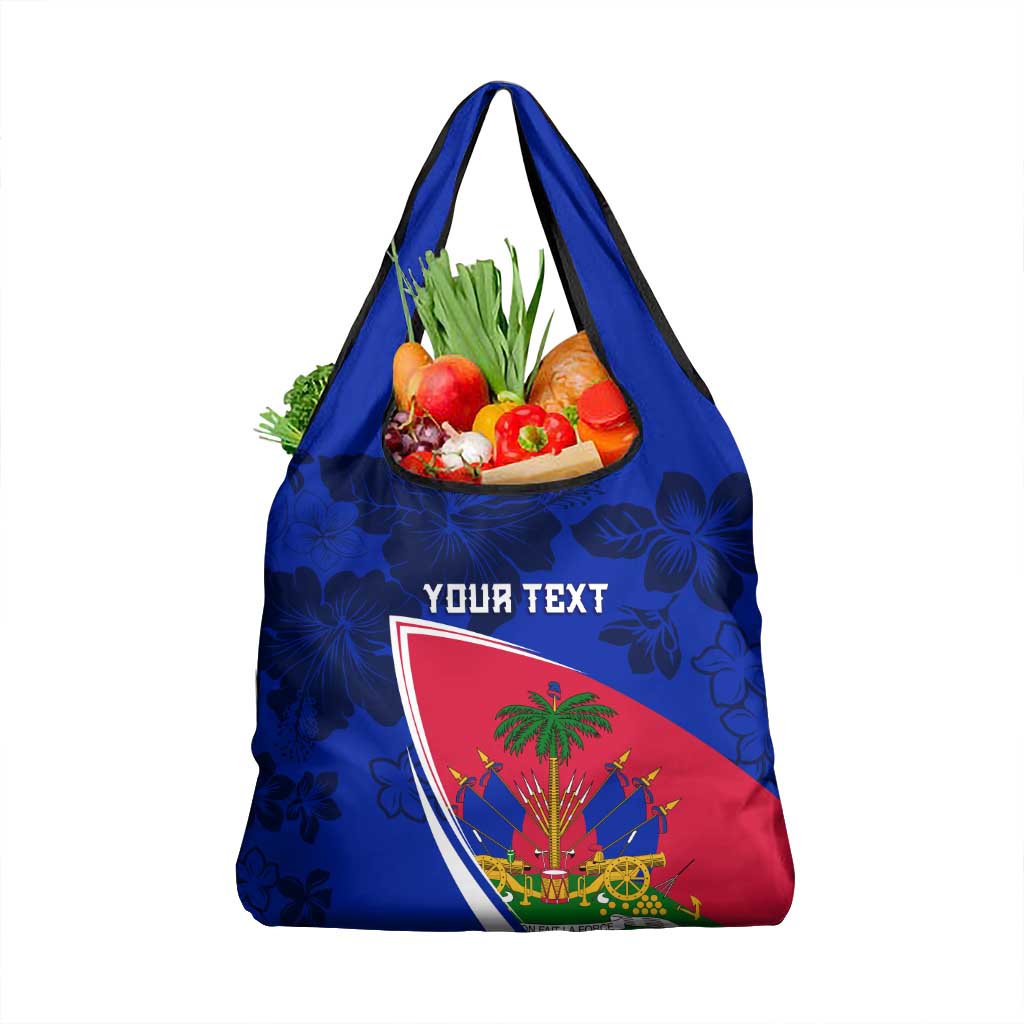 Personalised Haiti Independence Anniversary Grocery Bag Mix Hibiscus - Flag Color
