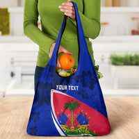 Personalised Haiti Independence Anniversary Grocery Bag Mix Hibiscus - Flag Color