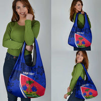 Personalised Haiti Independence Anniversary Grocery Bag Mix Hibiscus - Flag Color