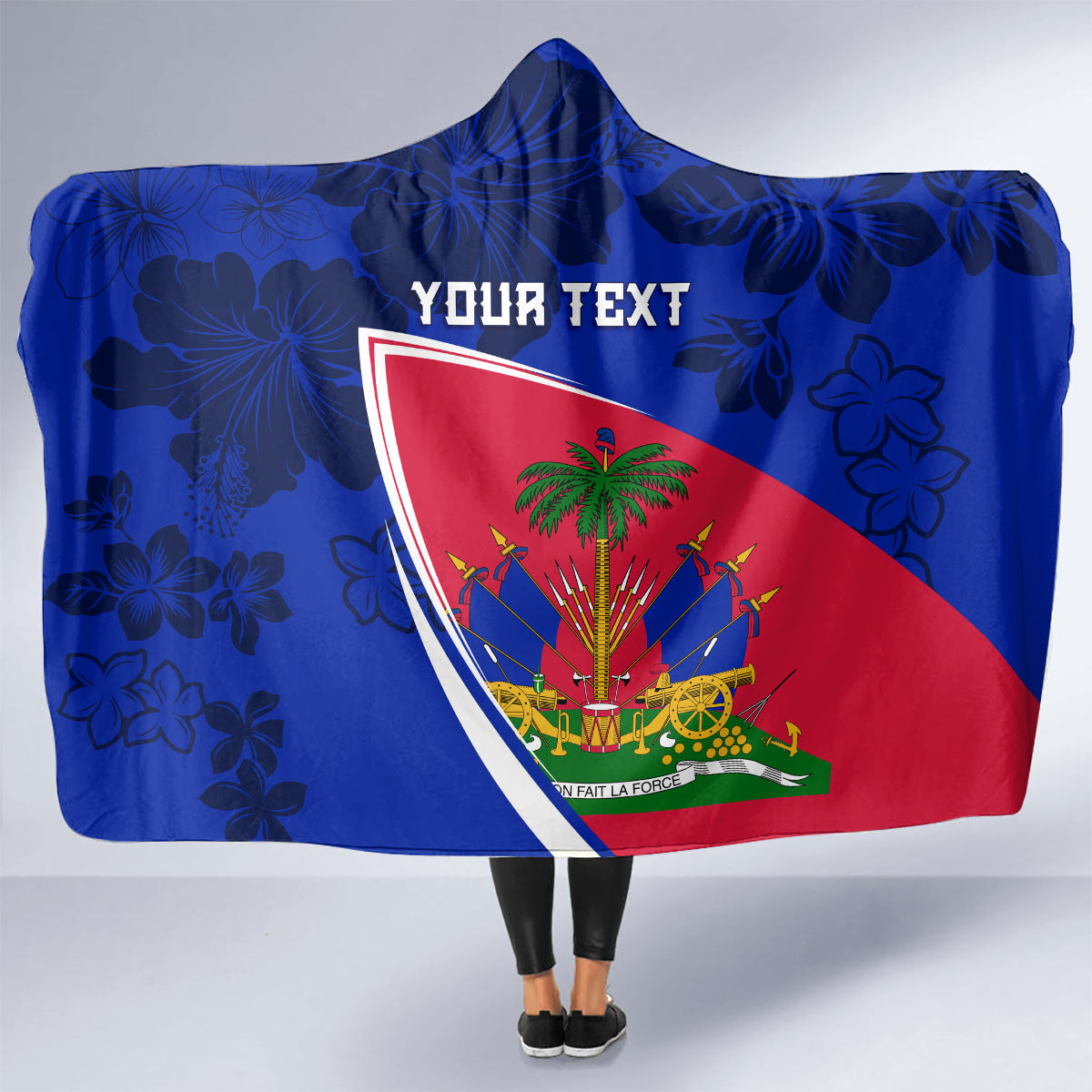 personalised-haiti-independence-anniversary-hooded-blanket-mix-hibiscus-flag-color