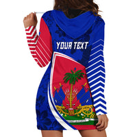 Personalised Haiti Independence Anniversary Hoodie Dress Mix Hibiscus - Flag Color - Wonder Print Shop