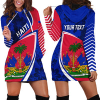 Personalised Haiti Independence Anniversary Hoodie Dress Mix Hibiscus - Flag Color - Wonder Print Shop