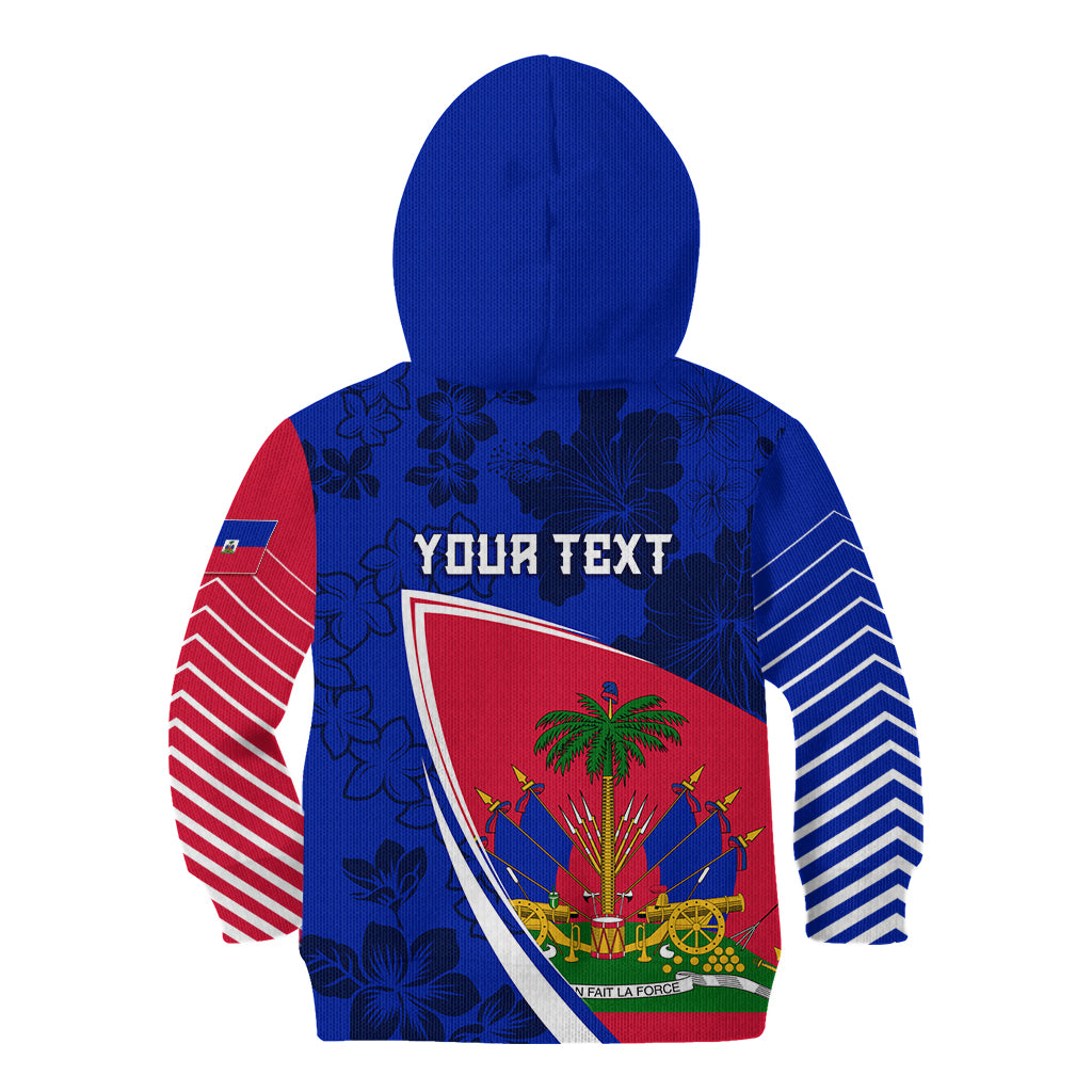 Personalised Haiti Independence Anniversary Kid Hoodie Mix Hibiscus - Flag Color - Wonder Print Shop
