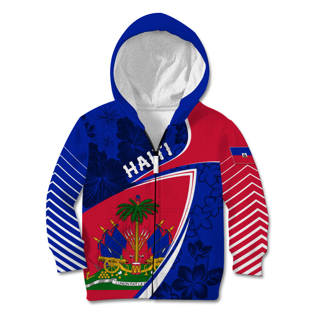 Personalised Haiti Independence Anniversary Kid Hoodie Mix Hibiscus - Flag Color - Wonder Print Shop