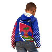 Personalised Haiti Independence Anniversary Kid Hoodie Mix Hibiscus - Flag Color - Wonder Print Shop